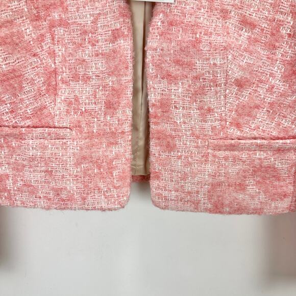J.Crew Collarless Jacket Italian Tweed Pink Open Cropped Preppy Classic US 0 NWT - Picture 11 of 11